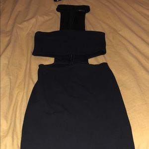 Collared Neck Strapless Midi Dress